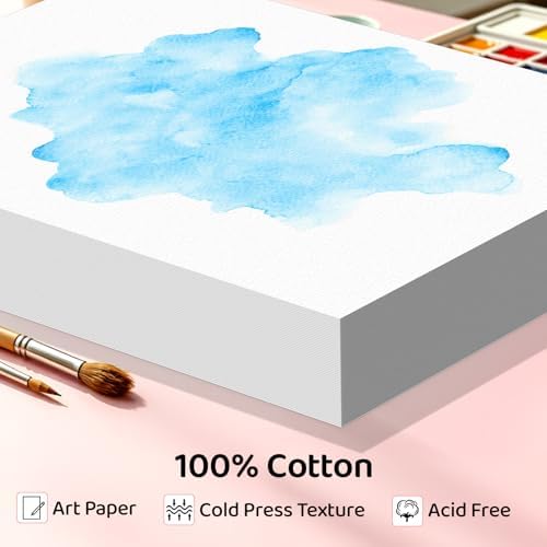 90 Sheets Watercolor Paper 8.5x11, 110lb/230gsm Cold Press Watercolor Paper