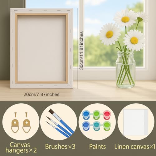 Terracotta Succulents Paint by Numbers Kit for Adults - DIY Rustic Potted Plants Painting on Canvas 8x12In, Framed Acrylic Paint Set, Suitable for Beginners, Garden Art for Home Decoration/Gifts