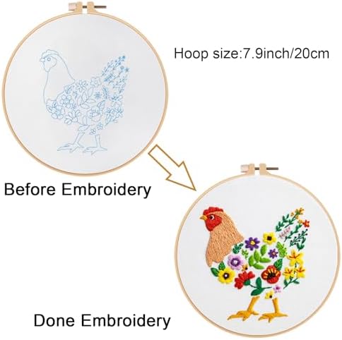 Louise Maelys Hen Embroidery Kit for Beginners Farmhouse DIY Craft
