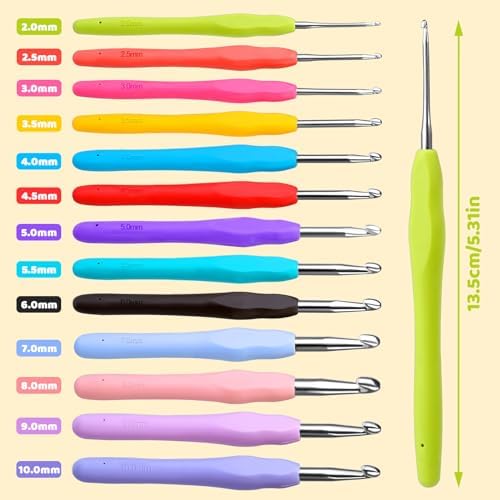 Mayboos 13 Pcs Crochet Hooks Set, 2mm(b)-10mm(n) Crochet Hooks Set