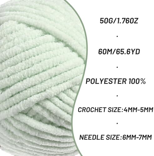 4 Packs Plush Chenille Chunky Crochet Yarn - Baby Yarn for Crocheting Soft - Velvet Yarns Knitting for Blankets Crafts - Fluffy Amigurumi Yarns 200g/262.5yds (4 Fruit Green)