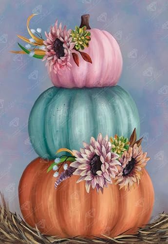 DIAMOND ART CLUB Stacked Pumpkins with Sunflowers Diamond Art Kits