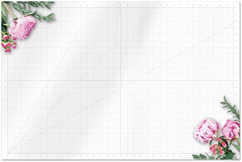 GLASSBOARD STUDIO Glass Craft Mat - Magnetic, Heat & Scratch Resistant - For Crafting, Cutting, Painting, Mixed Media Artwork - Grid Lines, Non-Slip Rubber Feet (Floral 24"L x 36"W)