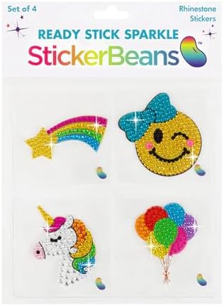 StickerBeans® Rhinestone Stickers - Magical Sticker Pack, 2” x 2” Each Unique Sparkly Cut-to-Shape for Collecting, Trading, Decorating Laptops, Phone Cases, Scrapbooks
