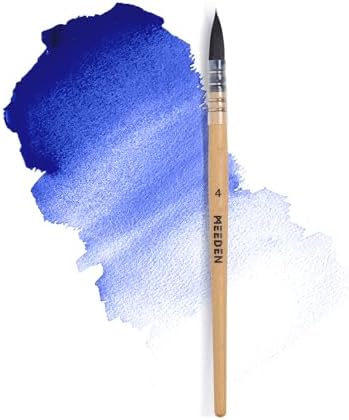 MEEDEN Watercolor Brushes Professional - Synthetic Squirrel Hair Artist Paint Brushes Set with Beech Wood Handle Great for Artists Hobbyists Size 4