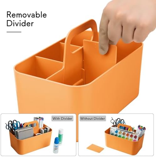 Tiawudi Multipurpose Caddy Organizer, Plastic Caddy with Handle, Stackable Desk Organizer for Stationery, Marker and Pencil, Office Supplies Organizer, Dorm Caddy