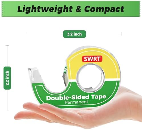 SWRT Double-Sided Tape, 1/2 in x 300 in, 12 Pack with Dispensers