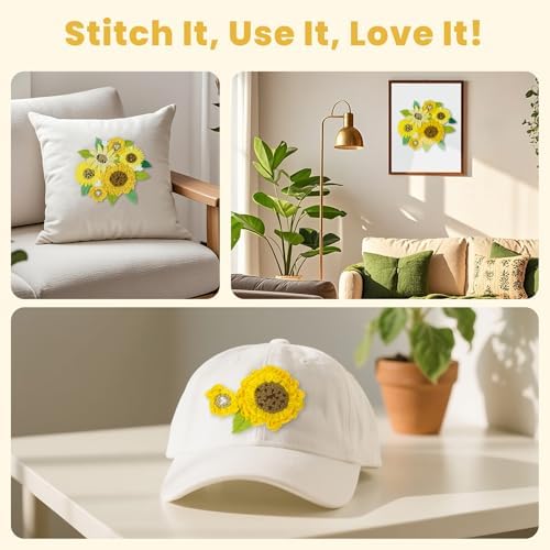 HTVRONT 3D Sunflower Embroidery Kit for Beginners