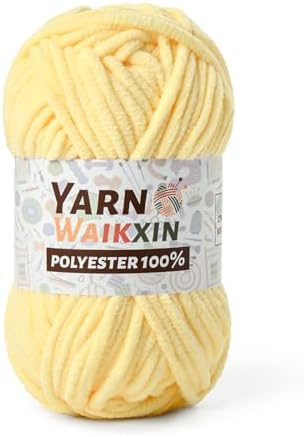 Light Yellow Soft Chenille Yarn for Crocheting, Fluffy Chunky Crochet Yarn for Baby Blanket, (3.52oz/131yds) Fuzzy Velvet Yarn for Amigurumi&DIY Puzzle、Crafts、Scarf