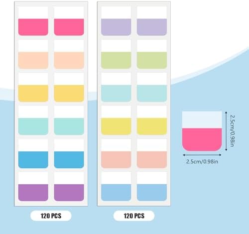 240 Pcs 1 Inch Sticky Index Tabs Colored Writable Page Markers
