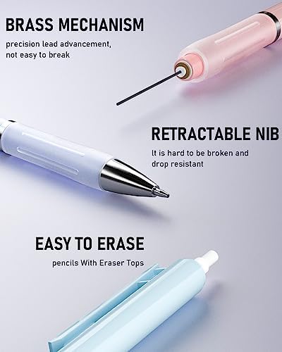 Nicpro 3PCS Pastel Mechanical Pencil Set, 0.9 Mechanical Pencil