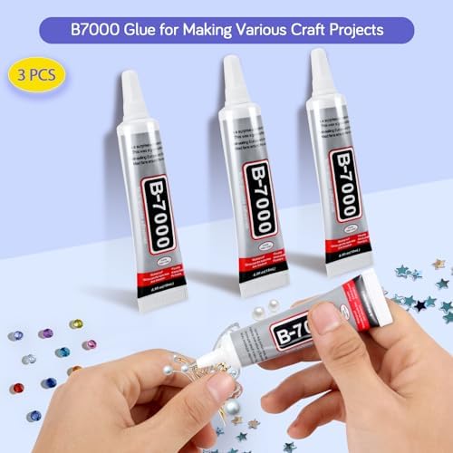 FITTDYHE 3PCS Jewelry Glue - 15ML/0.5fl oz Clear DIY Craft Glue for Rhinestones, Waterproof Strong Bond Adhesive for Phone Repair, Nail Art, Shoes, Fabric, Metal, Glass