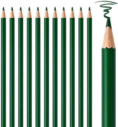 12 PCS Green Colored Pencils, Pre-sharpened Professional Wooden Art Pencils Set for Artists Painting | Premium Drawing Sketching Supplies