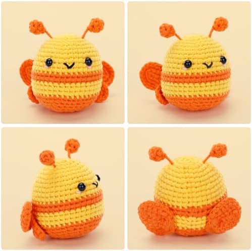 Crochet Kit for Beginners - Bee Crochet Kit, Learn to Crochet, All You Need in, Videos, Instructions, Soft Yarn, Birthday Gift for Adults