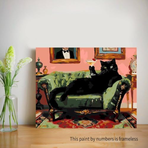 bleihum Black Cat Paint by Numbers Kit on Canvas for Adults 16x20inch