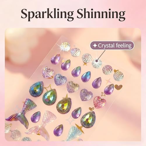 【2 Sheets】 Airy 3D Puffy Stickers, Resin Decorative Stickers, Cute Small Stickers for Kids，Girls, Adults, Reusable Tiny Stickers for Phone Case, Notebook - Perfect for Craft and GIF (Gentle)