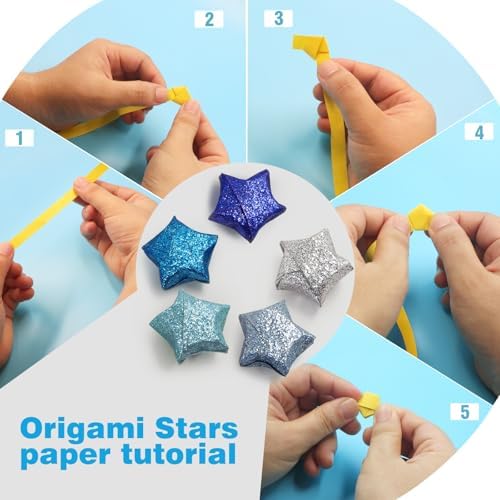 FoDau770 Glitter Star Paper Strips - 520 Sheet, Blue Series
