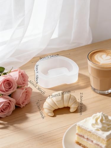 3D Croissant Silicone Mold, Non-Stick Food Shape Candle Molds for Chocolate, Resin, Soap | Cute Bread Fondant Molds for Baking Baby Shower & Birthday Party DIY Crafts‌ (Croissant B)