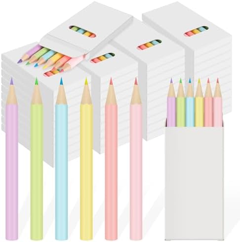 Ctosree 36 Packs Mini Colored Pencil Bulk 6 Per Box, Pastel, 3.5''