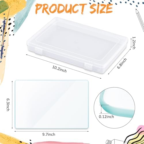 Nuanchu 1 Set Glass Oil Paint Palette, Airtight, 10.24 x 6.8 Inches, Clear | Handy Tempered Glass for Oil Painting, Moisture-proof lid Keep Paint Fresh, Portable Travel Outdoor, Leak-proof Airtight Seal