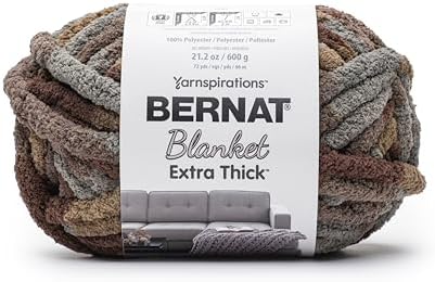 Bernat Blanket Extra Thick Chunky Yarn for Crocheting, Leather