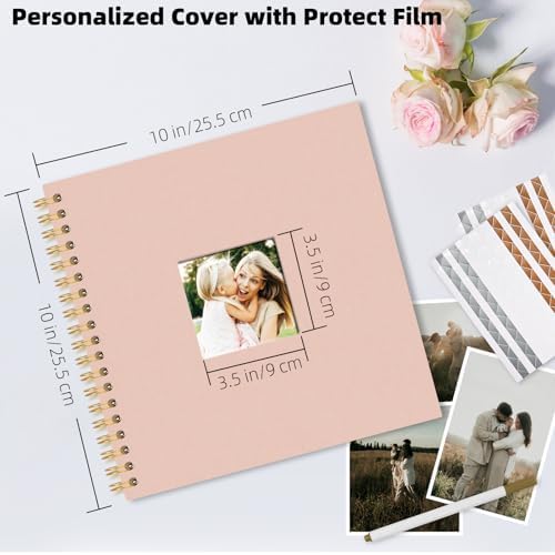 Vienrose Scrapbook Album Gift Set, 10x10 Inch, 80 White Pages, Pink