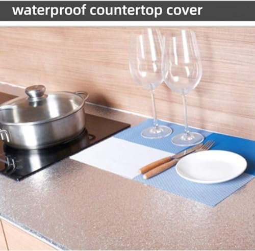 Soqool Kitchen Oil Water Proof Wallpaper, Peel and Stick Aluminum Foil Backsplash Protector, Self Adhesive Waterproof Contact Paper for Cabinet, Drawer, Shelf Liner, Countertop Cover, 15.7 x118.1 Inch