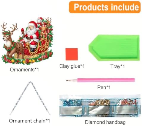 VeGuude Christmas Diamond Art Kits for Adults, DIY Acrylic Hanging Ornament