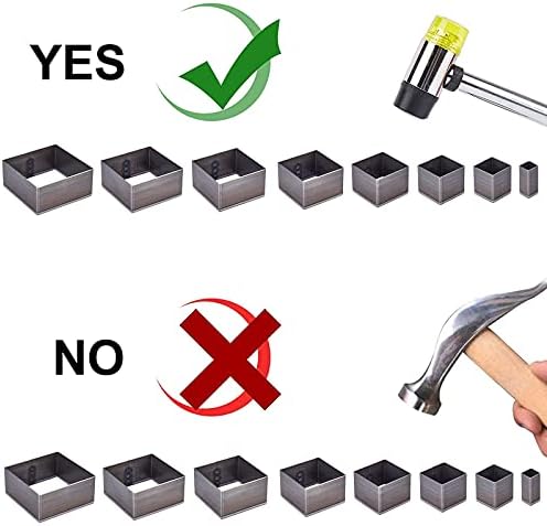 PandaHall 8pcs Die Punch Cutter, 10.5-51mm Hollow Punching Tool High Carbon Steel Die Cutter Square Leather Cutting Die for Leather Crafts