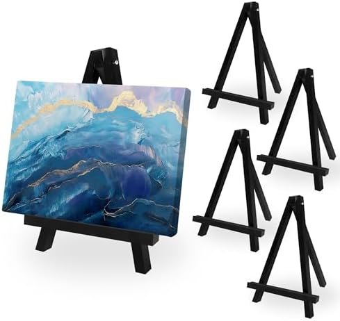 17 Inch Large Tabletop Easel Stand | Small Canvas Painting Display Easel Stand - Black | Canvas Paintings, Arts & Crafts, Frames, Wedding | Kids, Artists, Adults (4-Pack)