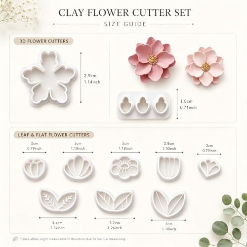 10 Pcs Flower Polymer Clay Cutters for Earrings Making