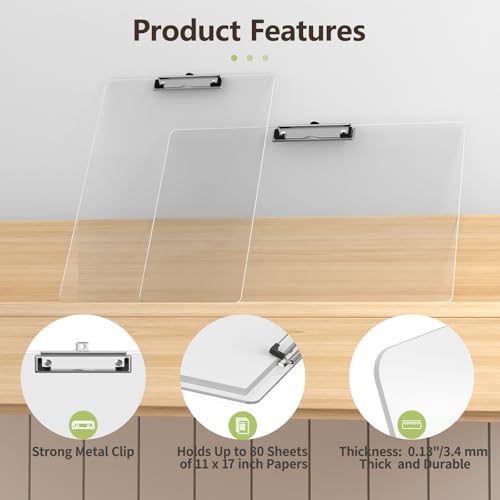 11 x 17 Extra Large Clipboard 2 Pack, Clear Clip Board