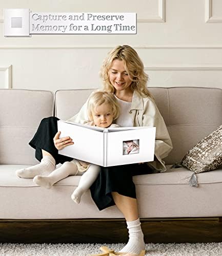 Artfeel Photo Album Self Adhesive Scrapbook Album for 3x5 4x6 5x7 8x10 Pictures, 60 Pages Linen Cover with Display Window DIY Photo Book,Ideal Gifts for Family Travel Wedding Baby