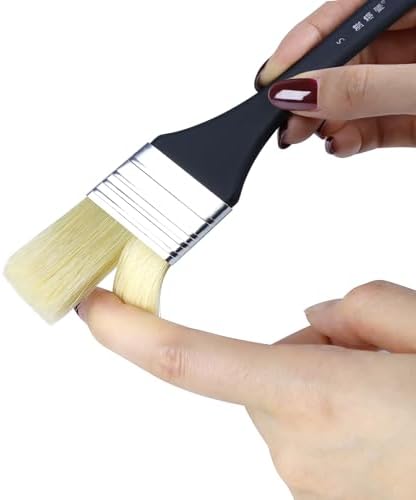 XDT#2365 Hake Artist Paint Brush 6 Piece Set #1.54in, Medium Stiff Hog Bristle Paint Brushes for Acrylic Painting, Acrylic Oil Watercolor