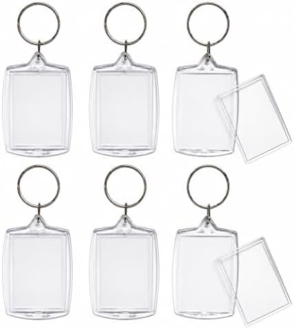 6 Pack Blank Photo Keychain, 2.16 x 1.5 Inch Acrylic Personalized Keychains for DIY Craft Making