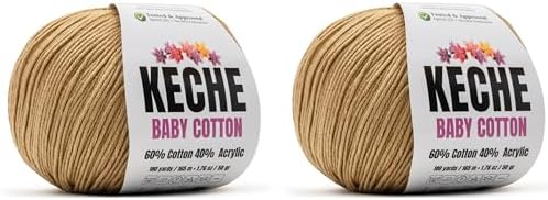 Keche Baby Cotton, 60% Cotton 40% Acrylic Yarn, Soft Cotton Yarn for Crochet and Knitting, Amigurumi Yarn 4 Skeins/Balls [1.76 Oz (50g) / 180 Yrds (165m)] x 2 Cappuccino