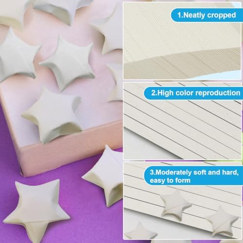 FoDau770 Solid Color Star Paper Strips - 360 Sheet, Ivory White