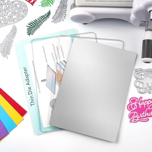 4Pcs/Sets Standard Cutting Plate Sets, 2 Clear Cutting Pads & 1 Stainless Metal Shim 1 Standard Adapter Pad for Die-Cutting Machine, Clear Polycarbonate Plastic CuttingPlates for Embossing Crafting