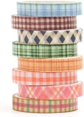 YUBBAEX 8 Rolls Basic Washi Tape Set Cute Pattern Masking Decorative Tapes for Arts, DIY Crafts, Journals, Planners, Scrapbooking, Wrapping (Red Blue)
