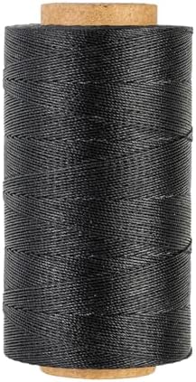 Sturdy Bonded Waxed Polyester Thread, 0.55mm, 437 Yards Wax String Cord - Black for Leather, Hand Sewing, Stitching, Beading, Bookbinding, Bracelets and Macrame Jewelry Making