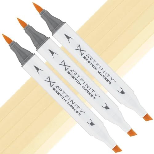 Artfinity Sketch Markers - Set of 3 - BlondWood Y4-1, Vibrant, Professional, Dye-Based Alcohol Markers for Artists, Drawing, Travel, & More