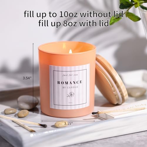 12Pcs Assorted Orange Candle Jars for Making Candles, 10oz Empty Jars with Bamboo Lids and Labels, Glass Candle Jars for Candle Making Supplies, Candle Containers for DIY Gifts