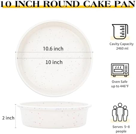 10 inch Silicone Round Cake Pans with Metal Reinforced Frame, Nonstick Cake Molds for Baking, BPA Free 1 Pc (Cream)