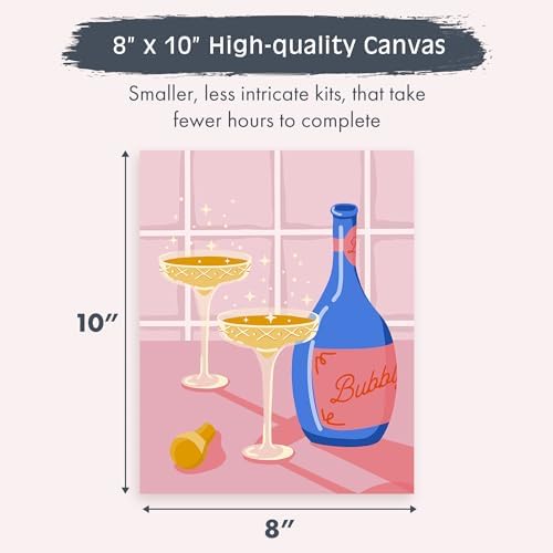Pink Picasso Paint by Number Kit, All Ages, 8x10, Be Bubbly | Mid Century Modern Collection, Acrylic Paints and Brushes included, Pre-printed high quality canvas, DIY art kit, Gift-ready