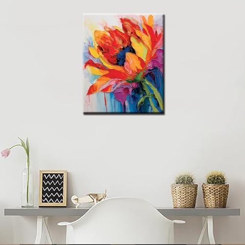 Watercolor DIY Paint by Numbers for Adults Beginner yellow Flowers Number Painting Anti Stress Digital oil painting,Plant Paint by Numbers for chidren,DIY Floral Vintage Oil Painting Kits ,(diy frame)