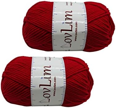 Yarn Pack, 2 skeins of 50g Each, Soft Cotton Yarn for Crochet and Knitting, Craft DK Amigurumi Yarn (Wine Red)
