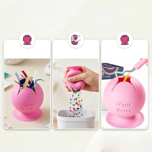 iVyne Berry Suctioned Vinyl Weeding Scrap Collector | Versatile Multi-Surface Suction & Anti-Spill Vinyl Scrap Collector w/ Soft and Flexible Silicone to Protect your Weeding Tools | Pink, 1 Pack