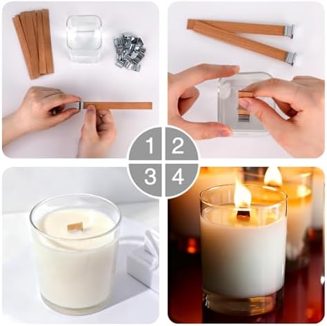 120Pcs Wood Candle Wick Kits for Candle Making, 5.0x0.5 Inch
