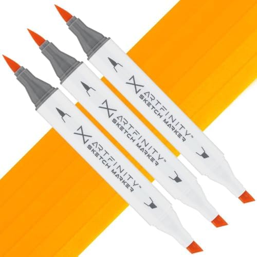 Artfinity Sketch Markers - Set of 3 - Sunburst YR05-3, Vibrant, Professional, Dye-Based Alcohol Markers for Artists, Drawing, Travel, & More