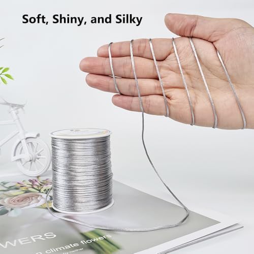 LUSTEMBER 330 Feet Satin Nylon String, 1 mm Silky Smooth Durable Nylon Cord for Jewelry Making, Bracelets, Beading, Necklaces, Macrame, Kumihimo, Rattail, and Chinese Knot Craft